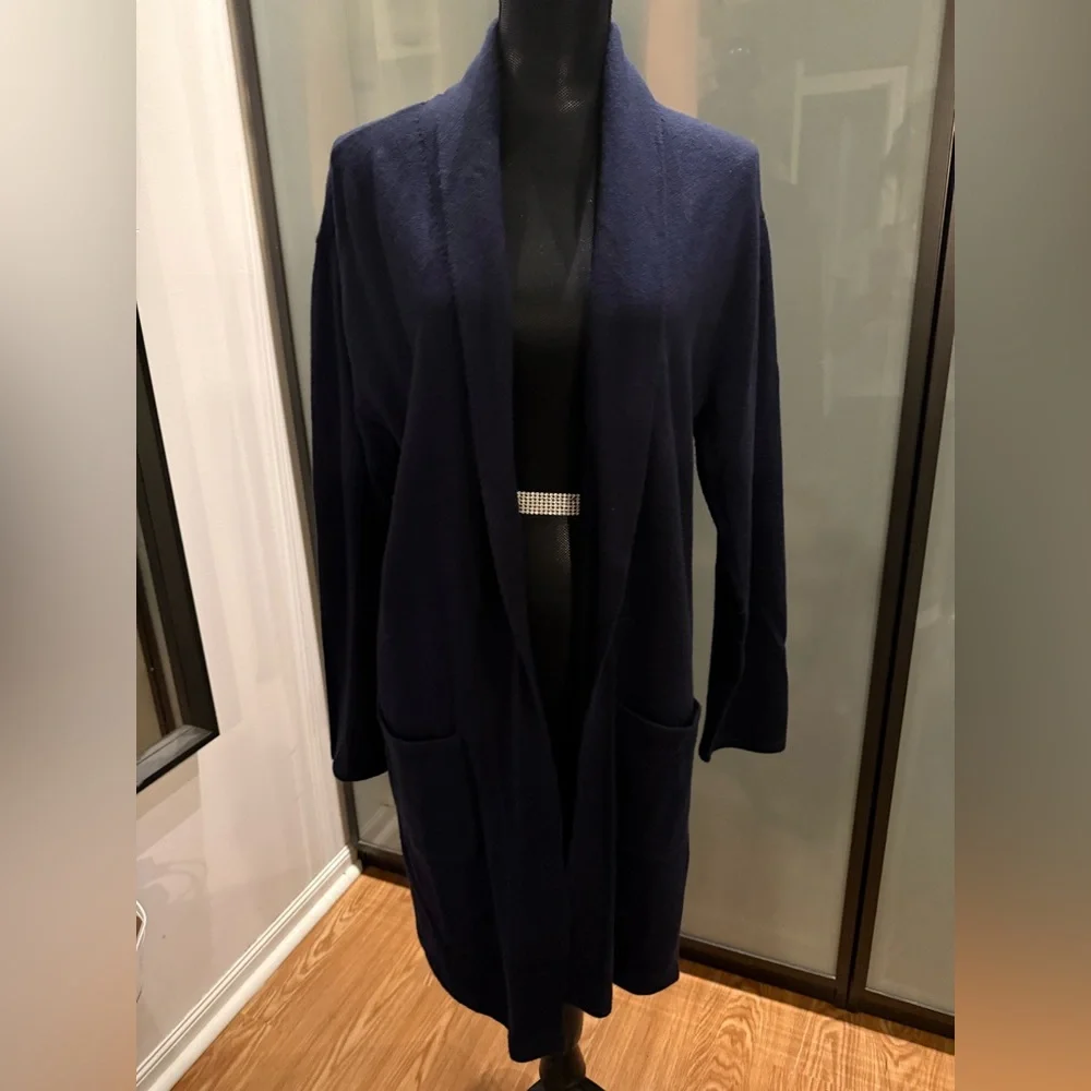 Talbots Navy Open Front Cardigan Sweater - Picture 1 of 5